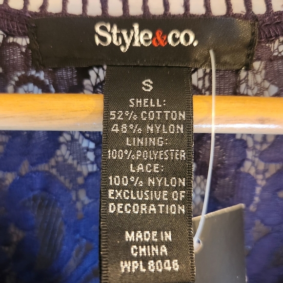Style & Co Elegant Purple Lace Top SZ: S Cotton Nylon Blend NWT! - Picture 6 of 16